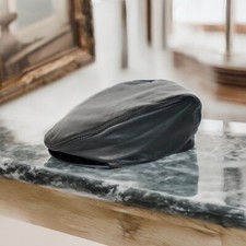 Men's Flat Cap 100% Real Black Soft Leather Ivy Beret Newsboy Golf Cabbie Baker