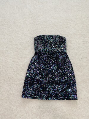 Black Iridescent Mermaid Sequin Short Cocktail Bodycon Formal