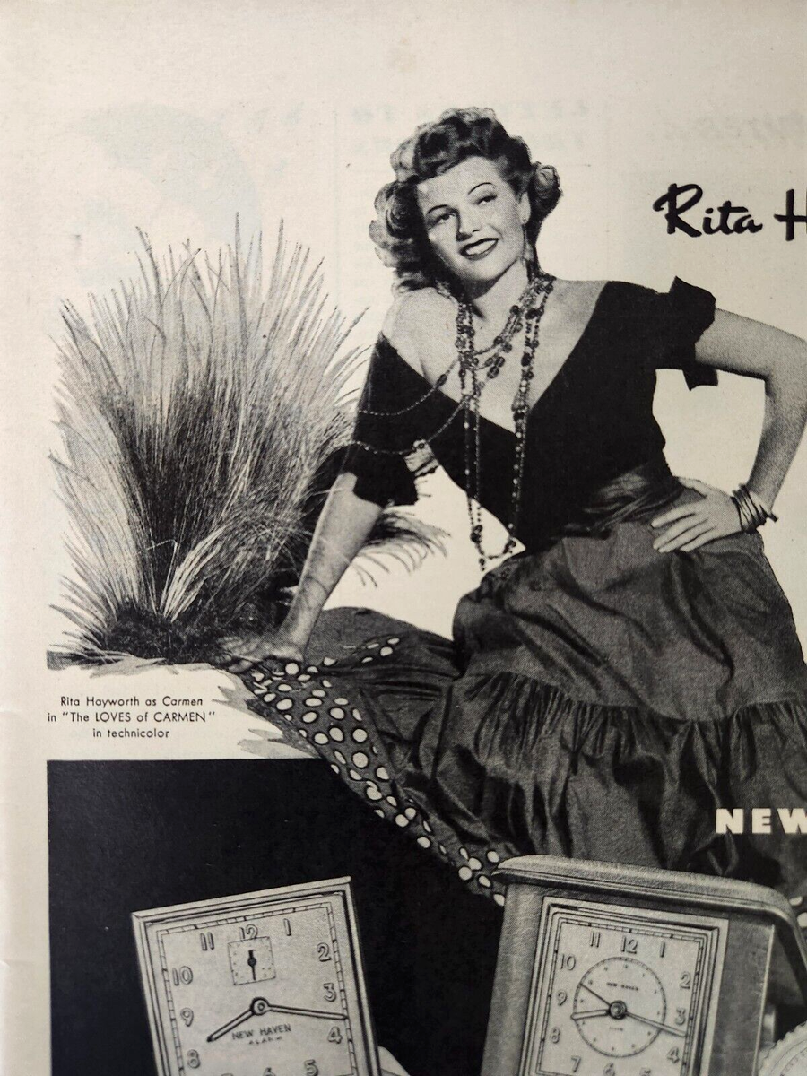 Rita Hayworth New Haven Clock Watch Company Vintage 1948 Ad