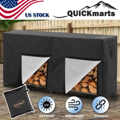 8FT Heavy Duty Firewood Log Rack Cover Waterproof Outdoor Wood Holder Protector - Image 1 of 4
