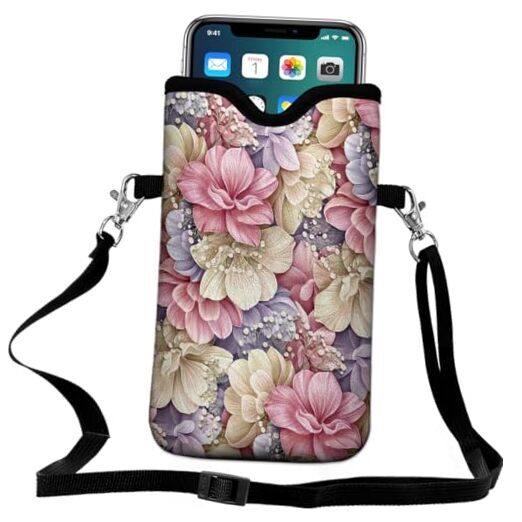 Universal Neoprene Cell Phone One Size Luxury Flowers Leaf Printed Pattern