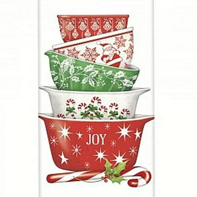 Mary Lake-Thompson Holiday Vintage Mixing Bowls Flour Sack Kitchen Towel Bagged