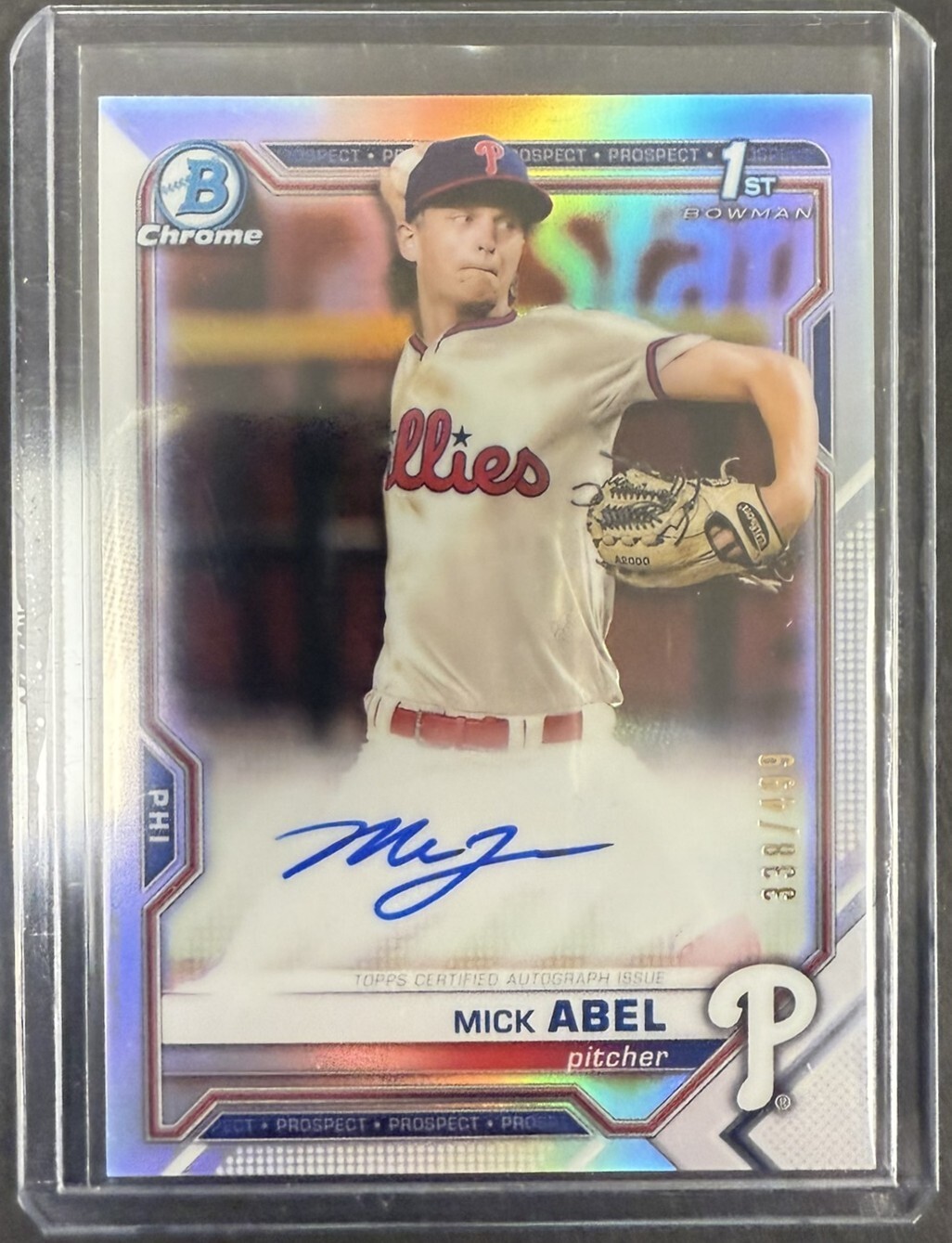 2021 Bowman Chrome 1st Mick Abel Refractor Auto 338/499 RC Twins