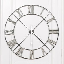 Loft Large Antique Style Distressed Contemporary Skeleton Metal Wall Clock 110cm