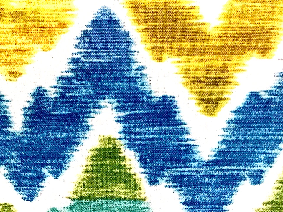 Millcreek 户外庭院甲板织物雪佛龙 Tiago 蓝色绿色 3.5 码 批量 — 第 2/4 张图片