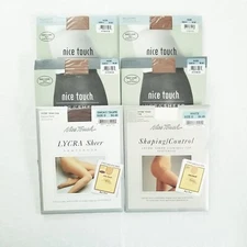 Vtg Nice Touch Lycra Sheer Pantyhose Nude Taupe White Size D Lot Of 6 USA NEW