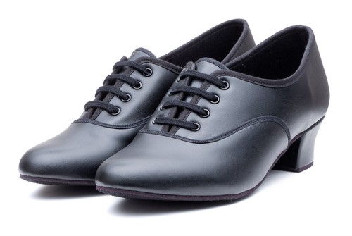 Ladies Black PU Cuban Heel Suede Sole Lace Up Practice Stage Ballroom Shoes Katz - Picture 5 of 12