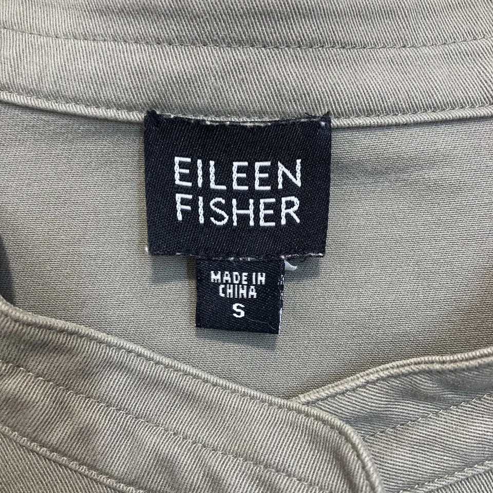 Eileen Fisher 套装女式小号 2 件套夹克外套裤子棕褐色前扣经典 — 第 4/4 张图片