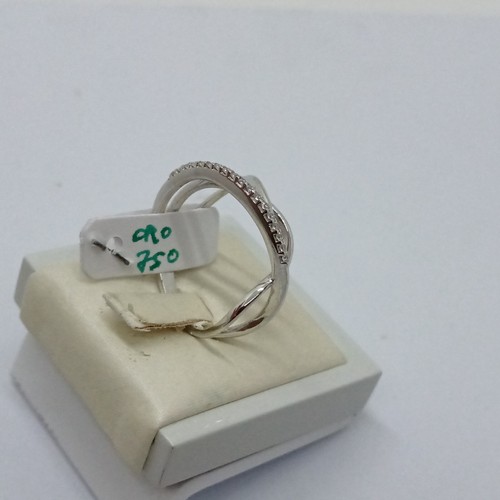 ANELLO DA DONNA FASCIA CON ZIRCONI IN ORO BIANCO 18KT 3,35 GR. (7525) N15 - Foto 3 di 12
