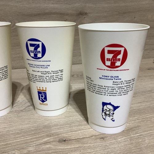 VTG 7 Eleven 7-11 Slurpee Cups 1970s MLB Baseball 5 Cups Yankees Twins & More - Picture 8 of 12