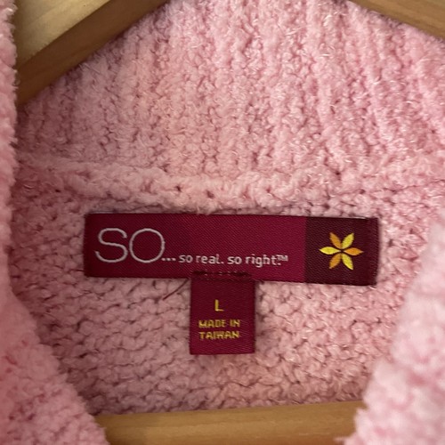 SO Girls Pink Heart Colorblock Fleece Turtleneck Sweater Size Large L - Picture 3 of 4