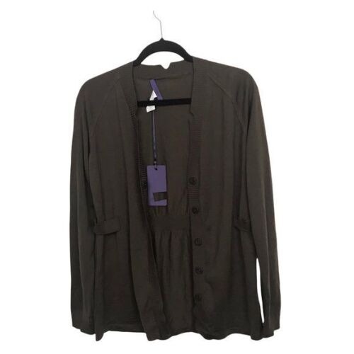 Les Copains blau braun 100 % Wolle Cardigan $ 490 Neu mit Etikett Größe 8 defekt - Bild 3 von 12