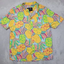 Chubbies Shirt Mens Medium Hawaiian Tiki Hula Luau Nutter Upside Down Pineapple