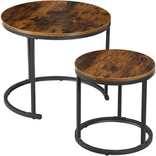2pcs Accent Side Coffee Tables with Sturdy Metal Frame for Living Room Office