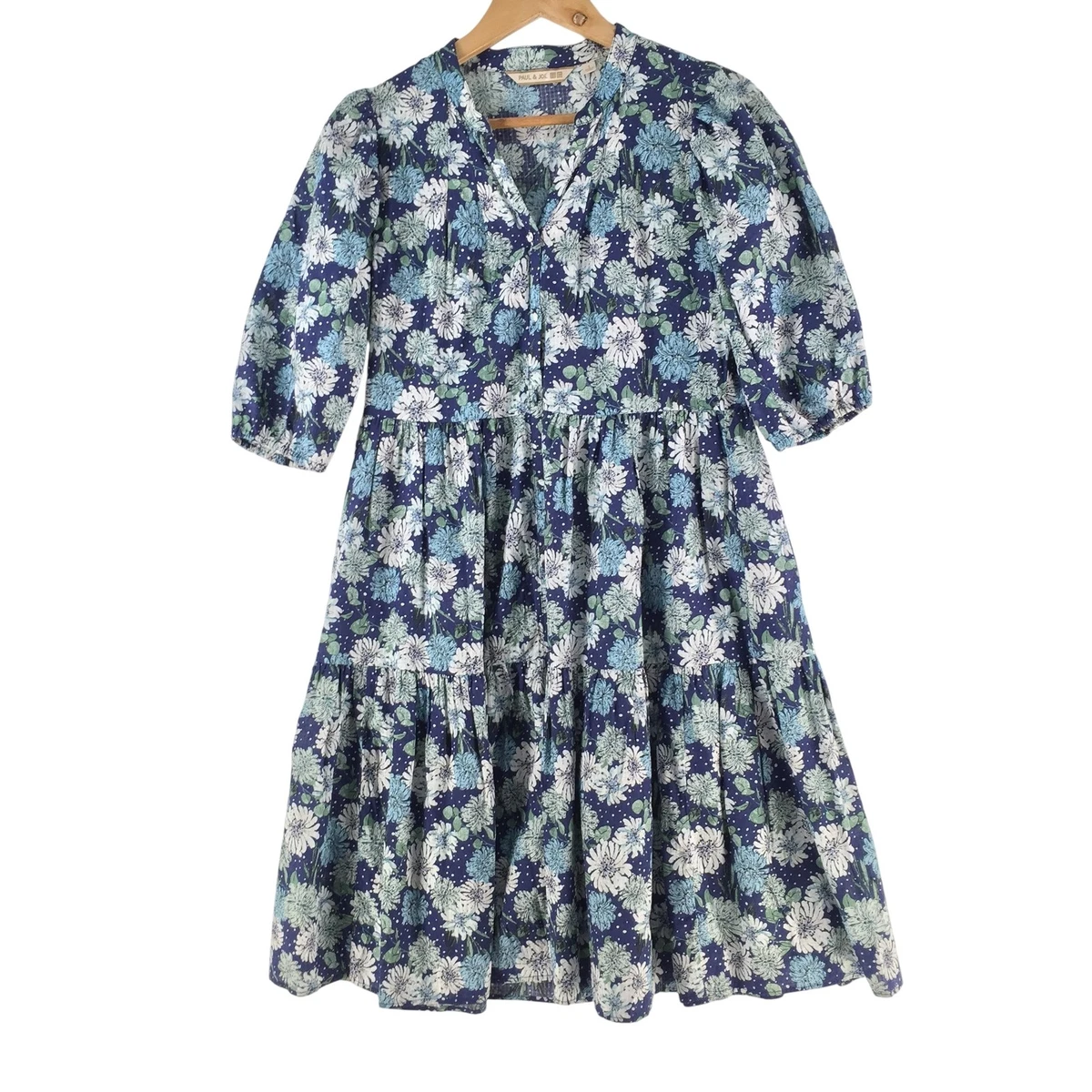 sachin and babi light blue dress Empire Waist Long Sleeve Satin Midi Dress Large