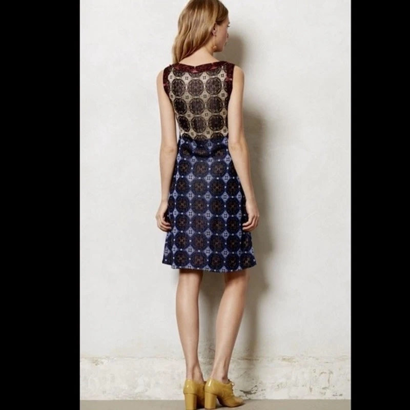 Anthropologie Cecilia Prado $298 Jewel Tone Metallic Knit Dress SZ L - Image 2 of 4