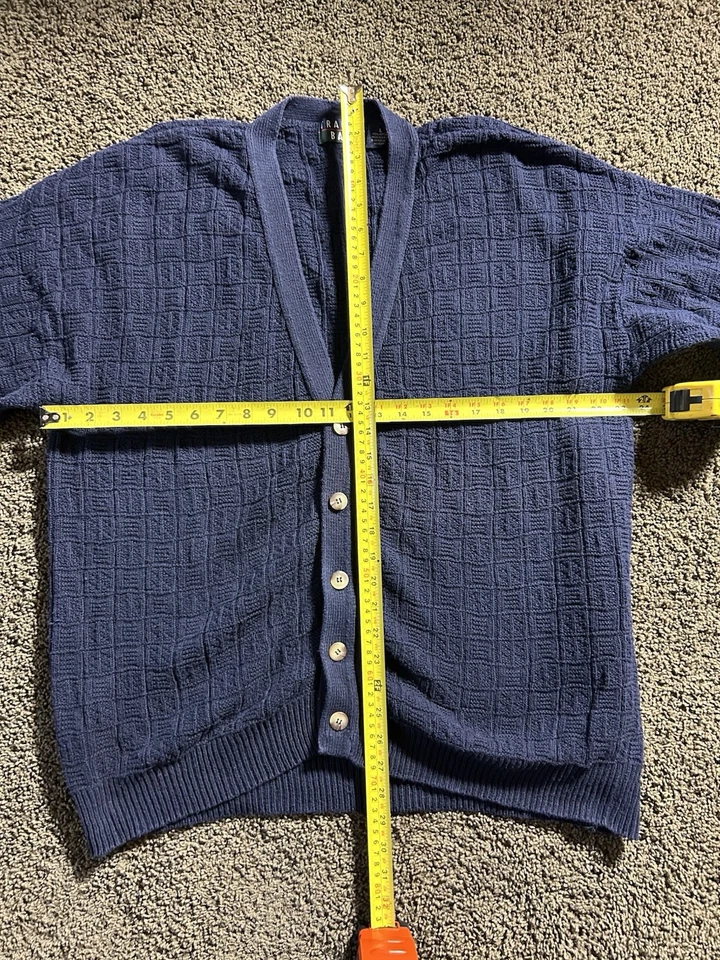 Cárdigan Suéter Trader Bay Hombre Grande Azul Marino Tejido Pesado Abuelo Botón Grueso Foto 2 de 4