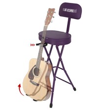 5Core Guitar Stool 3.15" Padded Chair w Backrest Foldable Music Seat w Stand