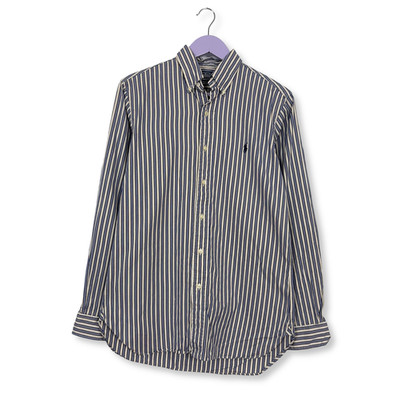 Ralph Lauren blau-weiß gestreiftes Baumwollhemd Custom Fit - Größe 15 - 38