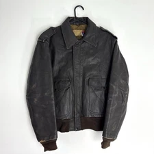 Vintage Schott NYC Leather Bomber Flight Bomber Jacket IS-674-MS Black - Size 42