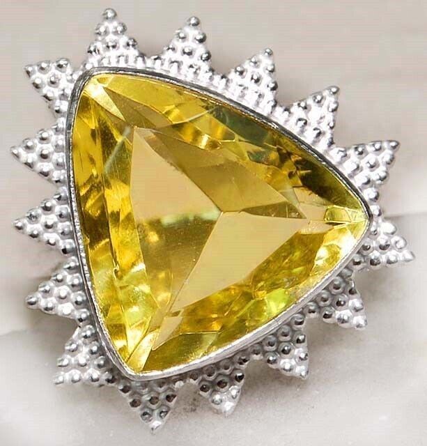 5CT Natural Citrine 925 Solid Sterling Silver Ring Jewelry Sz 8 @19-3