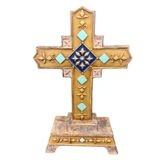 Grasslands Road Religious Cross Figurine On Stand Resin Figurine Decorative VTG