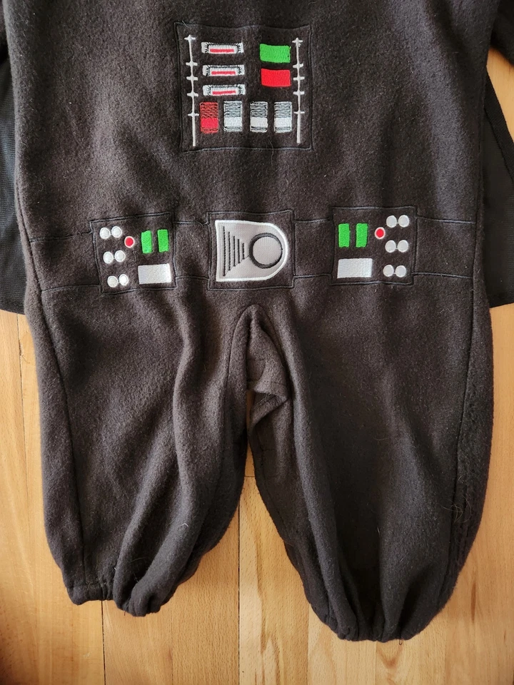 Star Wars 2T Darth Vader Fleece One Piece Jumpsuit Costume with Cape Dress Up - Image 3 of 4