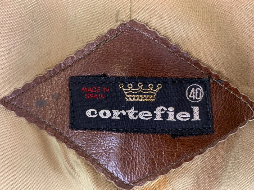 Chaqueta de cuero Cortefiel vintage para hombre 40S marrón caramelo genuino años 80 Blazer Foto 3 de 4