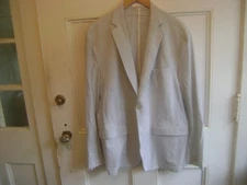 LAUREN RL 46R 98% COTTON/STRETCH SEERSUCKER B&W PINSTRIPE SINGLE VENT JACKET;EXC