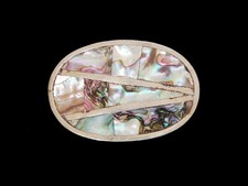 NG03130 VINTAGE 1970s  ABALONE SHELL  SOUTHWESTERN DESIGN BELT BUCKLE