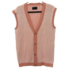 Asos Men's Oversized Pink Cardigan Sweater Vest Sz S