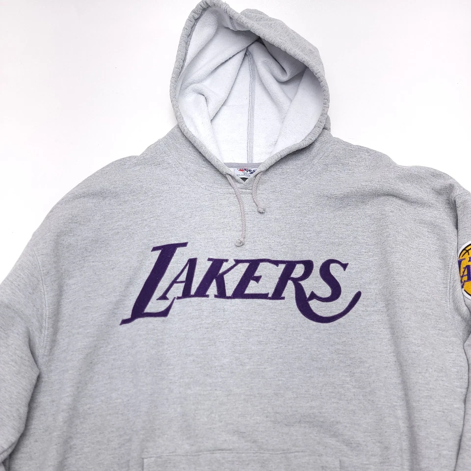 Sudadera con Capucha Gris De Colección Majestic NBA Para Hombres Los Angeles Lakers Talla XL Foto 4 de 4
