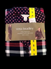 Vera Bradley Pajama Set Size Small Red  Black Plaid 2 Pieces Lightweight NEW