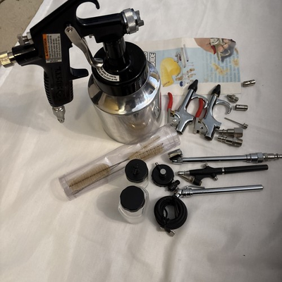 #ad #ad Husky Siphon Feed Spray Gun Stainless Steel Needle FD0405 Includes Tips Etc $44.99