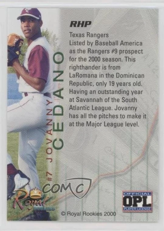 2000 Royal Rookies Futures Jovanny Cedeno #7 RC - Image 2 of 2