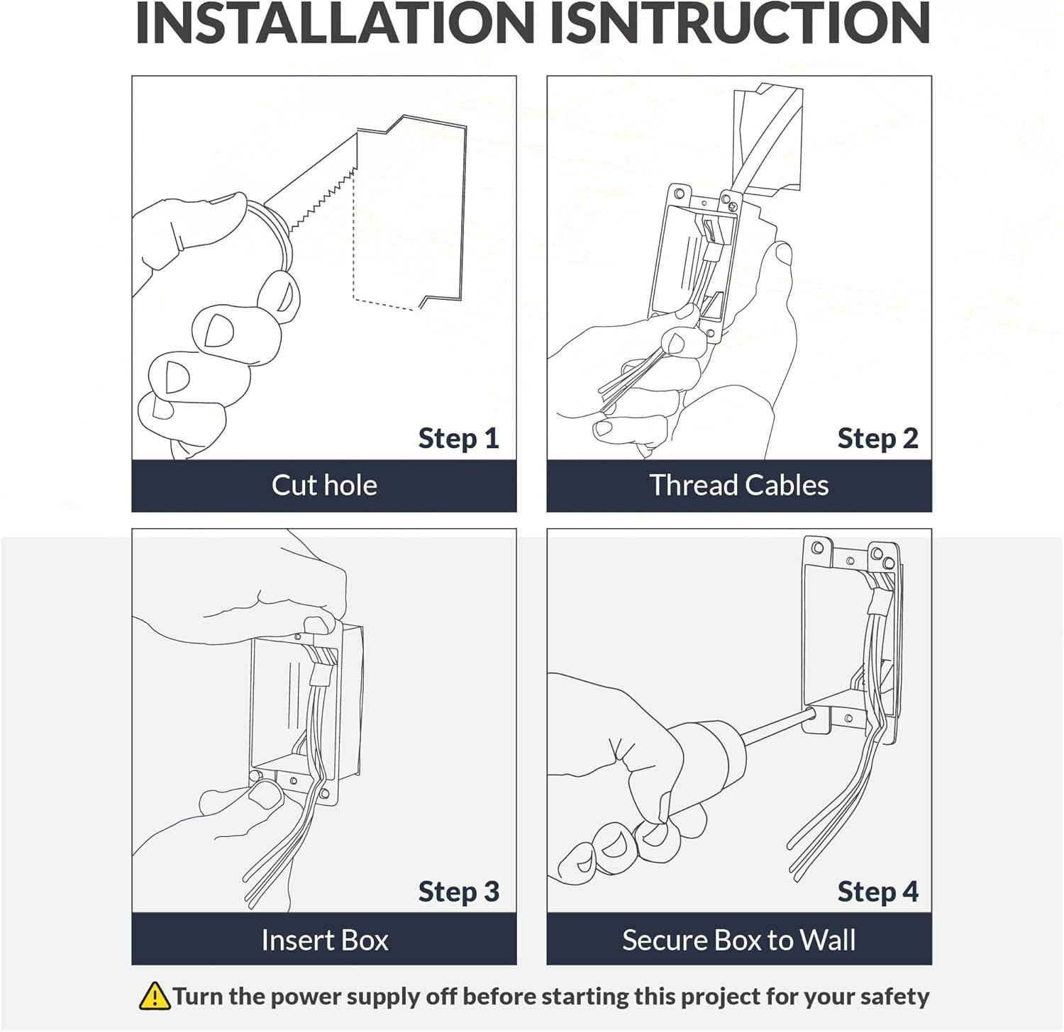 1-Gang PVC Electrical Outlet Box - 14 cu. in. Junction Box for Safe Installation