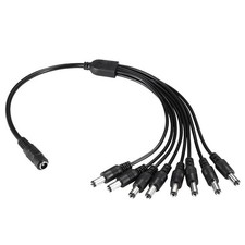 DC Power Splitter Cable 1 Female to 8 Male Y Adapter 5.1x2.1mm CCTV LED Strip