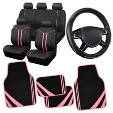 Car Seat Covers Full Set for Women Girls with Waterproof Car Black Pink