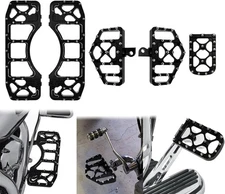 Motorcycle Floorboards Set Driver Passenger Footboards Front Rear Foot Black 