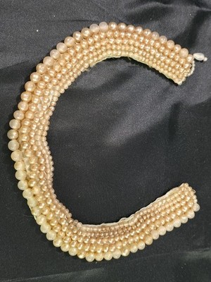 Vintage Faux Pearl Multi Strand Choker 15  Beaded Statement Necklace