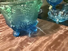 VINTAGE JEANETTE GLASS  FOOTED CANDY DISH