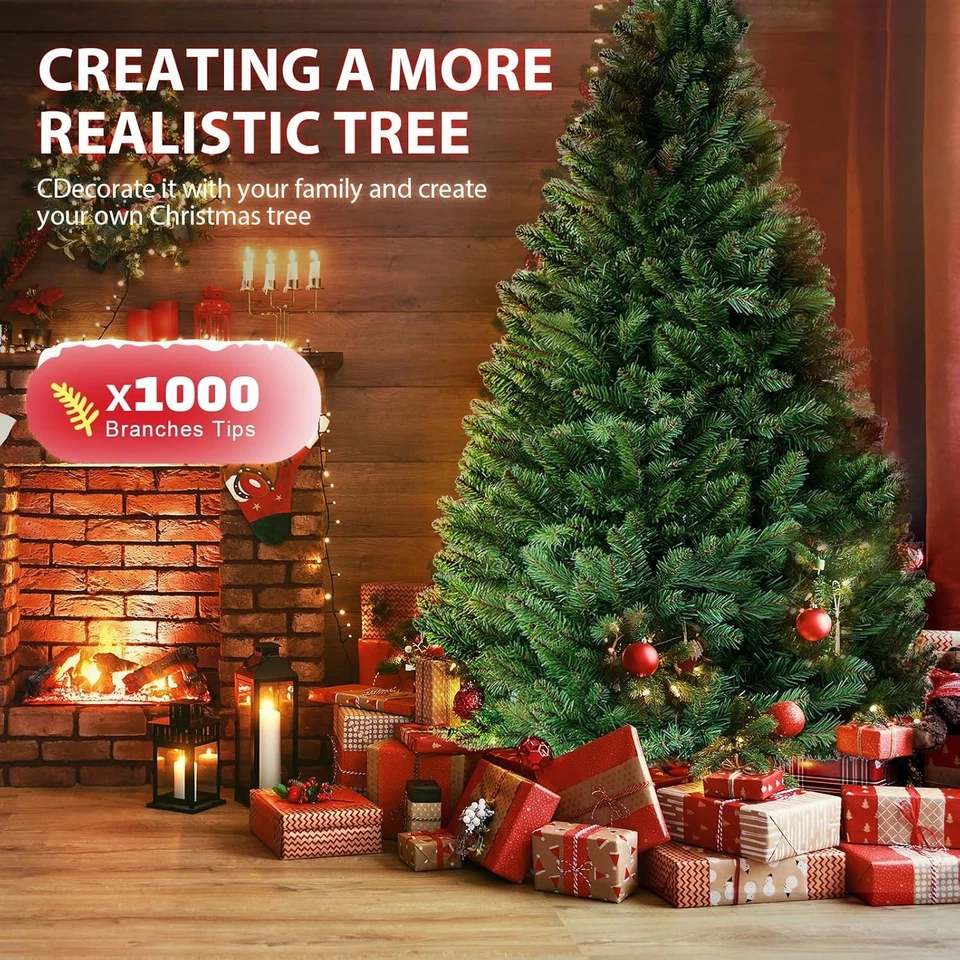 6ft Artificial Christmas Tree Unlit Premium Pine 1000 Tips with Foldable Stand - Image 4 of 4