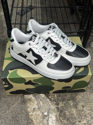 Bape Sta #6 Black White Patent Leather Bapesta Size 4-12 available 