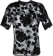 Carven - Sheer Floral Organza Blouse in Black, Size US 6/France 38, NWT