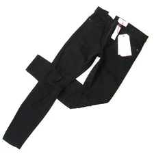 NWT Current/Elliott Stiletto in Jet Black Destroy Stretch Skinny Jeans 27