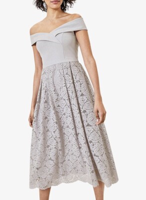 OASIS SILVER GREY ISABELLA LACE WEDDING BRIDESMAID PARTY EVENING DRESS UK 8  | eBay UK