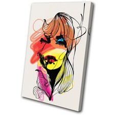 Fashion Abstract Girl Design SINGLE CANVAS WALL ART Picture Print VA