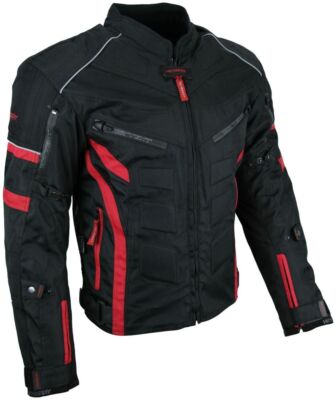 Kurze Textil Protektoren Motorradjacke Schwarz Rot Gr. 4XL