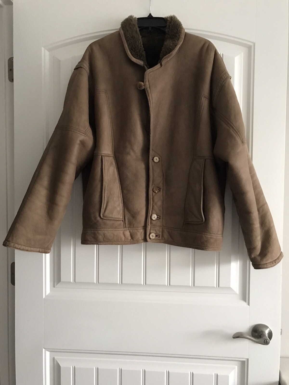 REAL SHEARLING LEATHER BUTTON UP POCKETS MEN'S JA… - image 2