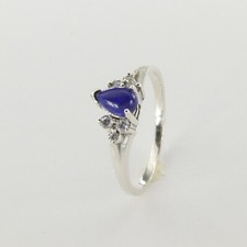 Size 4, 5, 6, 7, 8, 9 Blue LAPIS LAZULI Ring - 6 CZs - 925 STERLING SILVER 1e
